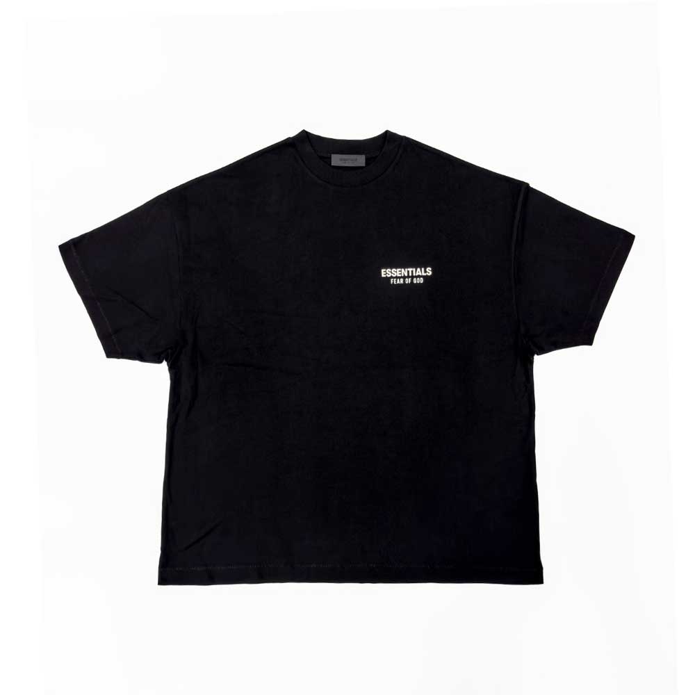 Fear of God ESSENTIALS 블랙 저지 크루넥 티셔츠 블랙 - Jersey Crewneck T-Shirt in Black