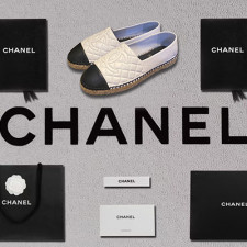 [로퍼/플랫]chanel 22s 팬더샵 cc로고 퀄팅플랫폼 슬립온 플랫슈즈