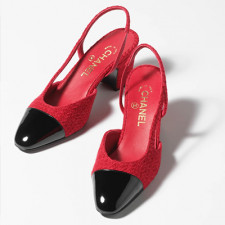 [펌프스/힐] CHANEL SHOES 25A 팬더샵슈즈 샤넬슬링백 CC로고 퀄팅미드힐 레드