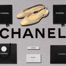 [펌프스/힐] CHANEL SHOES 팬더샵슈즈 샤넬슬링백 CC로고 퀄팅미드샌들 베이지