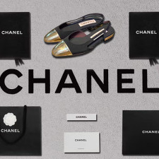 [펌프스/힐] CHANEL SHOES 24c 팬더샵슈즈 샤넬슬링백 CC로고 미드힐샌들 검정