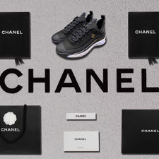 [스니커즈] CHANEL 팬더샵신발 믹스드파이버 금장 골드로고 믹파운동화 풀셋 블랙